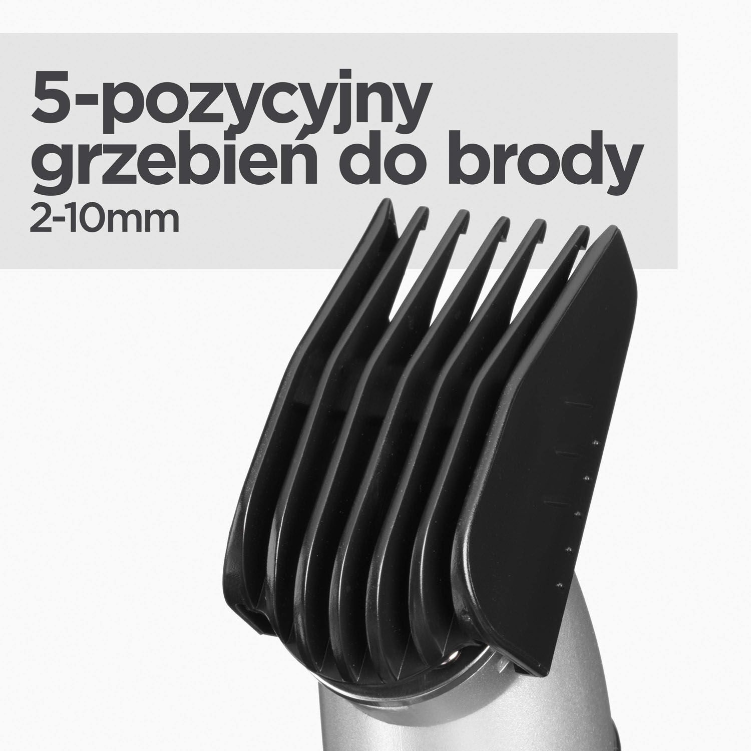 5-pozycyjna regulacja do brody.  (2-10 mm)